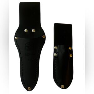 NWOT Klein Tools 2Pc Bundle Black Leather Scissors & Small Tool Pouches